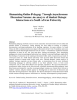 Humanising Online Pedagogy through Asynchronous Discussion Forums: An Analysis of Student Forum Interactions at a South African University