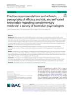 Practice recommendations and referrals, perceptions of efficacy and risk, and self-rated knowledge regarding complementary medicine: a survey of Australian psychologists