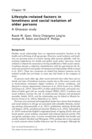 Lifestyle-related factors in loneliness and social isolation of older persons: A Ghanaian study
