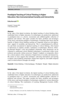 Postdigital Teaching of Critical Thinking in Higher Education: Non-Instrumentalised Sociality and Interactivity