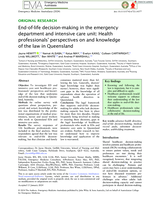 End-of-life decision-making in the emergency department and intensive care unit: Health professionals' perspectives on and knowledge of the law in Queensland