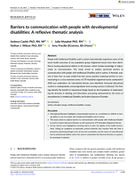 Barriers to communication with people with developmental disabilities: A reflexive thematic analysis