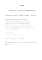 Describing language assessments for school-aged children: A Delphi study