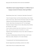 What Influences Speech-Language Pathologists' Use of Different Types of Language Assessments for Elementary School-Age Children?