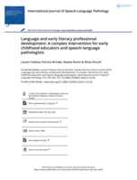 Language and early literacy professional development: A complex intervention for early childhood educators and speech-language pathologists