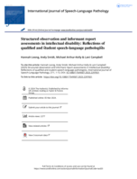 Structured observation and informant report assessments in intellectual disability: Reflections&nbsp;of qualified and student speech-language pathologists