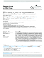 Appraisal of quality and analysis of the similarities and differences between osteoarthritis Clinical Practice Guideline recommendations: A systematic review