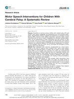 Motor Speech Interventions for Children With Cerebral Palsy: A Systematic Review