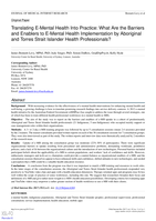 Translating E-Mental Health Into Practice: What Are the Barriers and Enablers to E-Mental Health Implementation by Aboriginal and Torres Strait Islander Health Professionals?