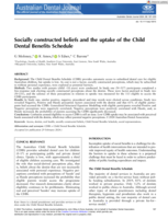 Socially constructed beliefs and the uptake of the Child Dental Benefits Schedule