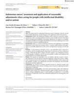 Indonesian nurses’ awareness and application of reasonable adjustments when caring for people with intellectual disability and/or autism