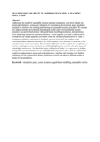Teaching sustainability in tourism education: a teaching simulation