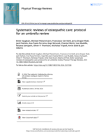 Systematic reviews of osteopathic care: protocol for an umbrella review