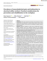 Prevalence of musculoskeletal pain and dysfunction in electrical utility workers: Practical considerations for prevention and rehabilitation in the workplace