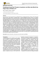 Predicting Forest Pest Threats in Australia: Are Risk Lists Worth the Paper they’re Written on?