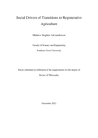 Social Drivers of Transitions to Regenerative Agriculture