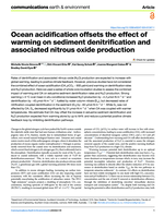 Ocean acidification offsets the effect of warming on sediment denitrification and associated nitrous oxide production