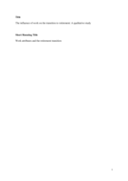 The influence of work on the transition to retirement: A qualitative study