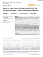 Challenges in the delivery of sex education for people with intellectual disabilities: A Chinese cultural‐contextual analysis