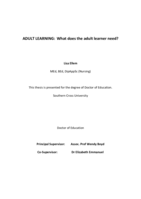 Adult Learning: what does the adult learner need?