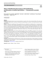 Effects of Modified Ramadan Fasting on Mental Well-Being and Biomarkers in Healthy Adult Muslims - A Randomised Controlled Trial