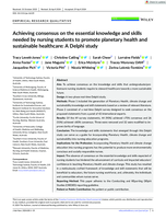 Achieving consensus on the essential knowledge and skills needed by nursing students to promote planetary health and sustainable healthcare: A Delphi study