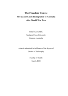 The Freedom Voices: Slovak and Czech Immigration to Australia after World War Two
