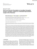 The Use of Exercise Prescription in Australian Osteopathy Practice: Secondary Analysis of a Nationally Representative Sample of the Profession