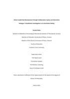 School Leadership Development through Collaborative Inquiry and Generative Dialogue: A Qualitative Investigation in an Australian Setting
