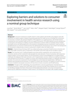 Exploring barriers and solutions to consumer involvement in health service research using a nominal group technique