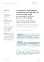 Corrigendum: Modelling the influence of coral-reef-derived dimethylsulfide on the atmosphere of the Great Barrier Reef, Australia
