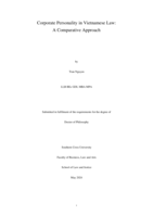 Corporate Personality in Vietnamese Law: A Comparative Approach