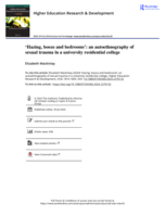 'Hazing, booze and bedrooms': an autoethnography of sexual trauma in a university residential college