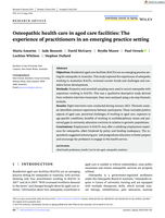 Osteopathic health care in aged care facilities: The experience of practitioners in an emerging practice setting