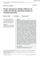 Mentors and sponsors: Making a difference for racially and culturally minoritised academics in Australian universities