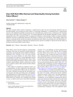 Does Shift Work Affect Burnout and Sleep Quality Among Australian Police Officers?