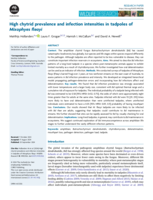 High chytrid prevalence and infection intensities in tadpoles of Mixophyes fleayi
