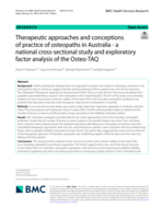 Therapeutic approaches and conceptions of practice of osteopaths in Australia - a national cross-sectional study and exploratory factor analysis of the Osteo-TAQ