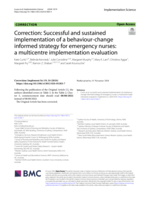 Correction: Successful and sustained implementation of a behaviour-change informed strategy for emergency nurses: a multicentre implementation evaluation