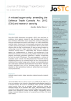 A missed opportunity: amending the Defence Trade Controls Act 2012 (Cth) and research security