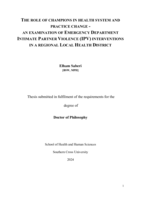 The role of champions in health system and practice change: an examination of Emergency Department Intimate Partner Violence (IPV) interventions in a regional Local Health District