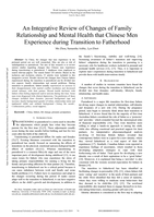 An integrative review of changes of family relationships and mental health that Chinese men experience during transition to fatherhood