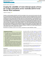 Scoping the suitability of water‐tolerant species of trees for swamp restorations across Australia and its Great Barrier Reef catchment