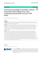 Community knowledge of Australia's national preventive health strategy focus areas: a nationally representative survey of 1509 adults
