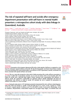 The risk of repeated self-harm and suicide after emergency department presentation with self-harm in mental health presenters: a retrospective cohort study with data linkage in Queensland, Australia