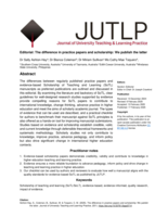 Editorial: The difference in practice papers and scholarship: We publish the latter