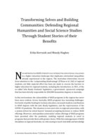 Transforming Selves and Building Communities: Defending Regional Humanities and Social Science Studies Through Student Stories of their Benefits