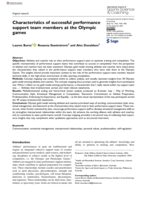 Characteristics of successful performance support team members at the Olympic games