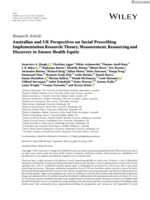 Australian and UK Perspectives on Social Prescribing Implementation Research: Theory, Measurement, Resourcing and Discovery to Ensure Health Equity