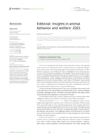 Editorial: Insights in animal behavior and welfare: 2021
